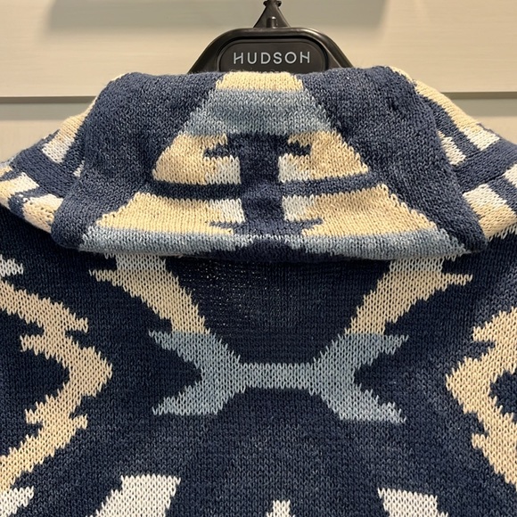 NWT Chaps Cowichan western weave blue white and cream long sleeve cardigan - Picture 7 of 7